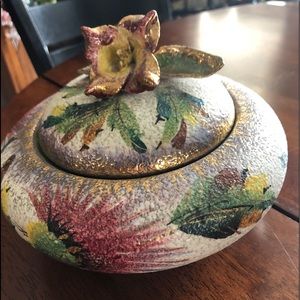 Vintage lidded bowl with flower top Italy